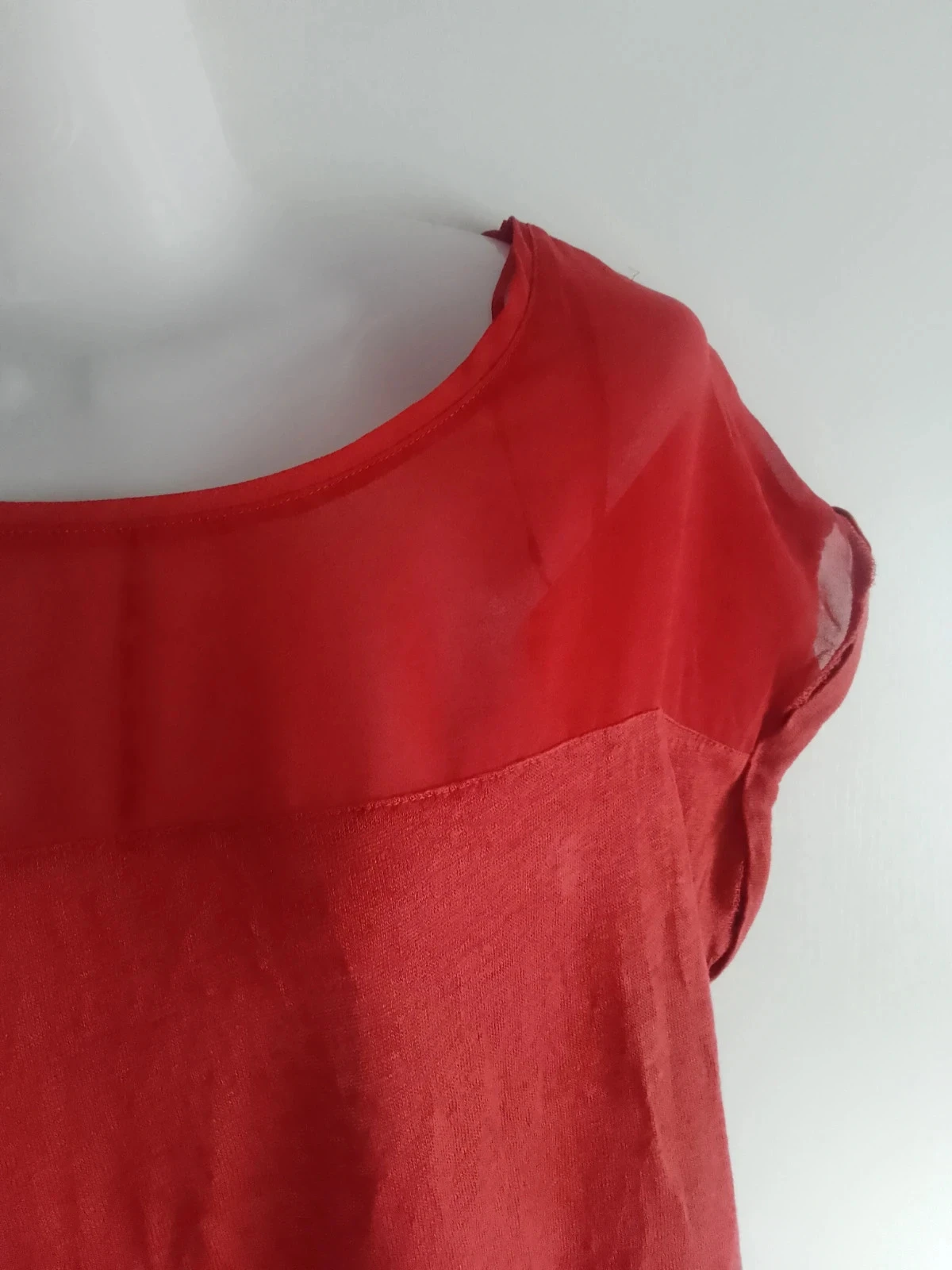 Top blouse Etam bi matière rouge taille L – photo 2